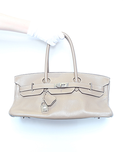 Version 1 Shoulder Birkin 42 Clemence Leather in Etoupe, front view